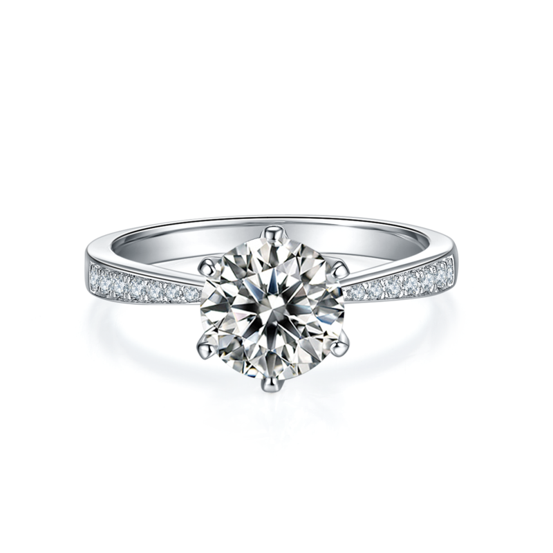 微镶灵动S925银镀白金MoissaniteWomen's Ring1.5ctD级